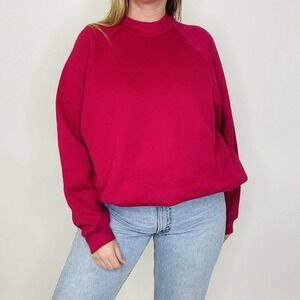 Vintage 80s 90s Fruit of the Loom New USA Made Burgundy Maroon Sweatshirt Large